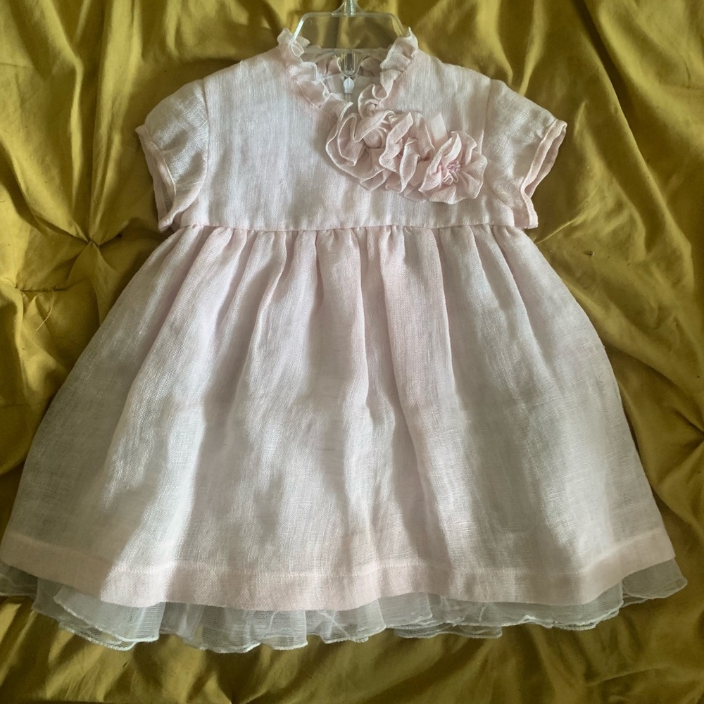 Charming Light Pink Linen Formal Dress